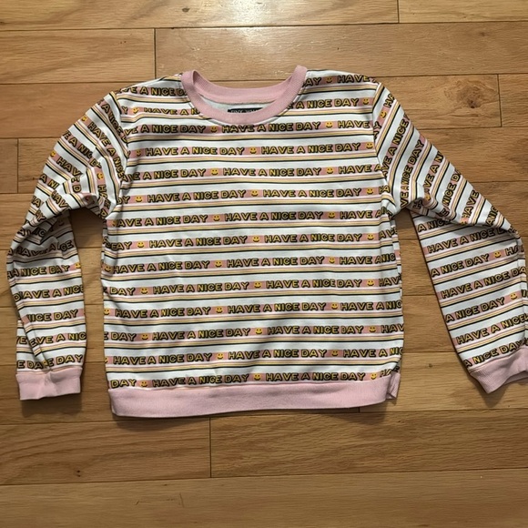 Tiny Whales | Striped “Have a Nice Day” Crewneck | Girls size 12/14 - Picture 1 of 4